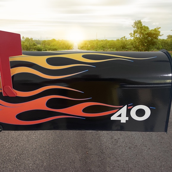 Custom Mailbox with Hotrod Flames. Add your name & address optional. Gift ideas - Picture 9 of 10